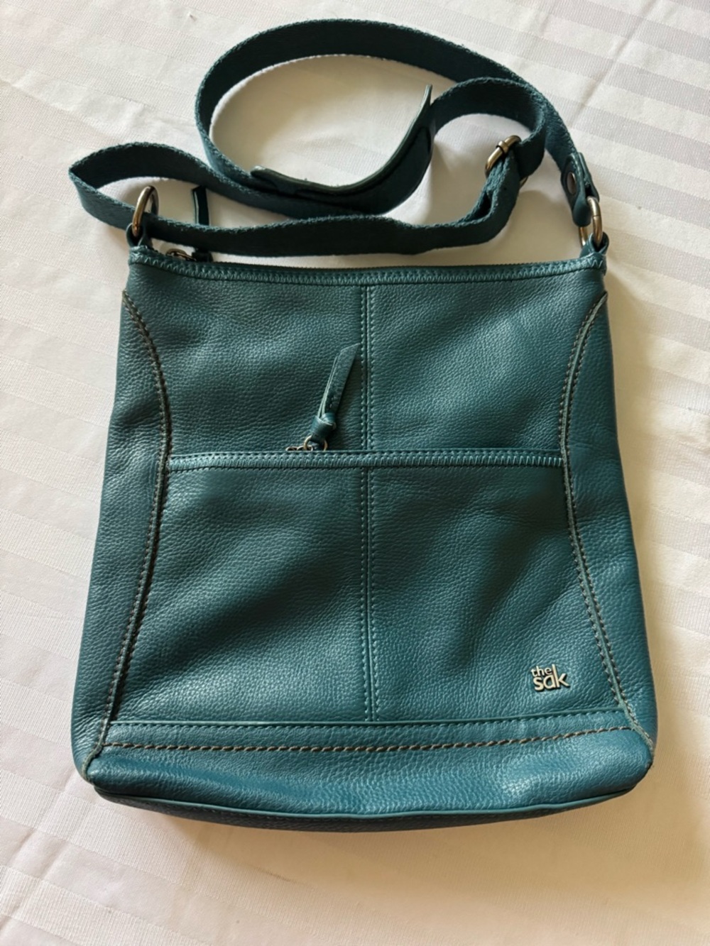 The Sak Teal Pebbled Leather Crossbody